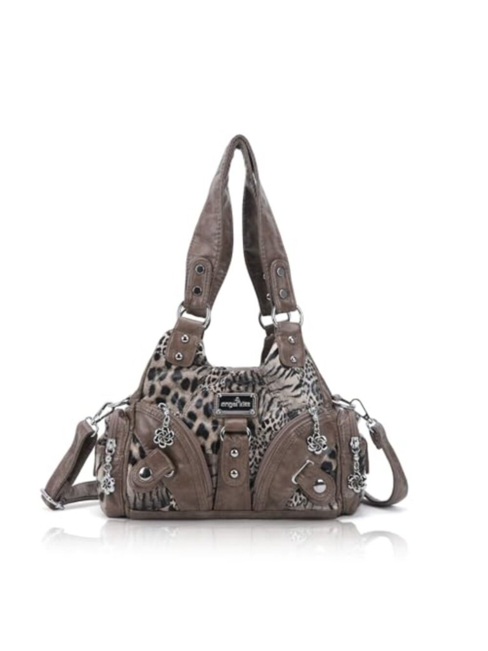 Small Hobo Shoulder Bag Vegan Leather Multi-Pocket Tote with Zipper